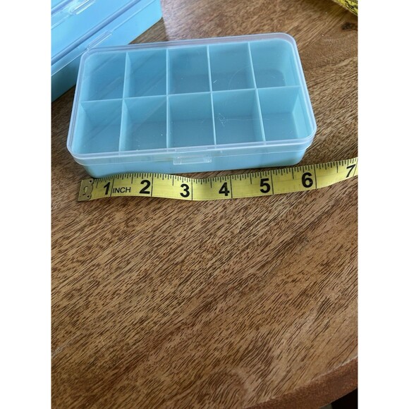 6 Plastic Craft Storage Box 10 Squares Per Box Hinged Stackable Blue 6x4x2 - Picture 5 of 6
